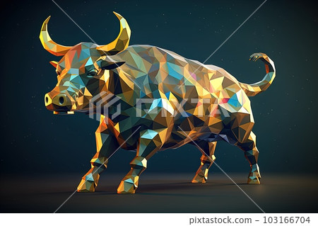 bull Low poly animal style illustration generative ai bull Low poly animal style illustration generative ai 103166704