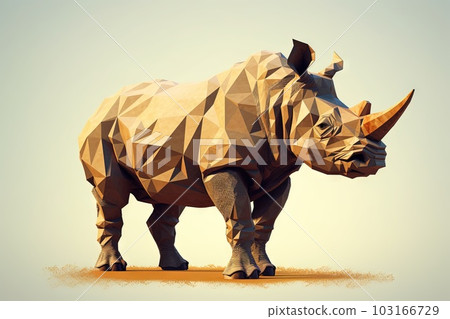 Rhino Low poly animal style illustration generative ai Rhino Low poly animal style illustration generative ai 103166729
