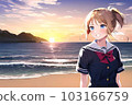 對著大海微笑的女學生 103166759