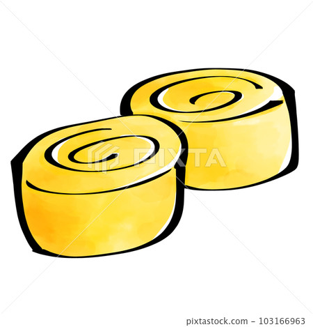 Brush pen-style omelet illustration 103166963