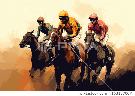 Jockey riding on horse. Horse racing. Generative AI Jockey riding on horse. Horse racing. Generative AI 103167067