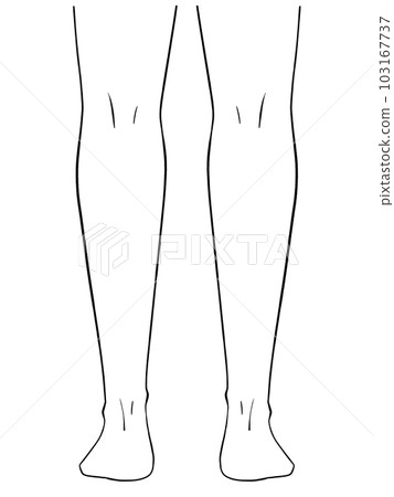 Black and white illustration of both legs seen from behind Black and white illustration of both legs seen from behind 103167737