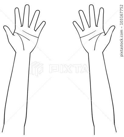 Black and white illustrations of both hands palms Black and white illustrations of both hands palms 103167752