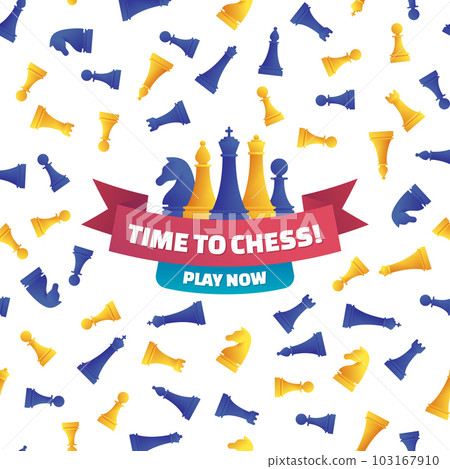Time to chess, play now poster in cartoon style Time to chess, play now poster in cartoon style 103167910