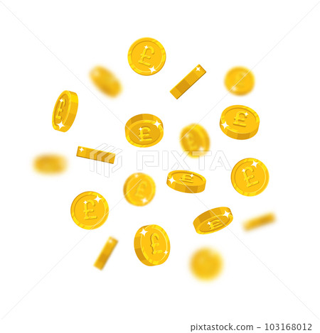 Gold pounds flying cartoon isolated 103168012