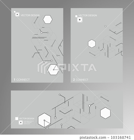 Vector hexagons design background. Business computer abstract pattern. Texture book technology. Banner graphic illustration Vector hexagons design background. Business computer abstract pattern. Texture book technology. Banner graphic illustration 103168741