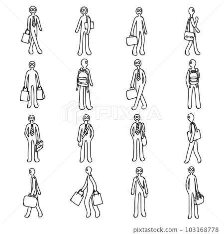 People with bags Doodle vector icon set. Drawing sketch illustration hand drawn line eps10 103168778