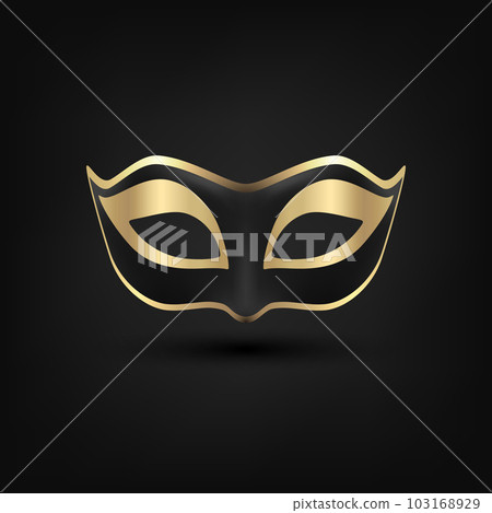Vector Carnival Vintage Mask Closeup on Black Background. Masks for Carnival, Party, Masquerade Design Template for Carnival, Party, Stranger Concept. Front View 103168929