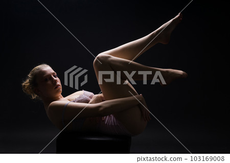 Happy plump body positive blond haired lady posing topless Happy plump body positive blond haired lady posing topless 103169008