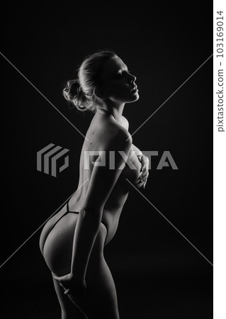 Happy plump body positive blond haired lady posing topless Happy plump body positive blond haired lady posing topless 103169014
