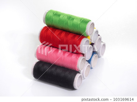 Colorful thread on white isolated background 103169614