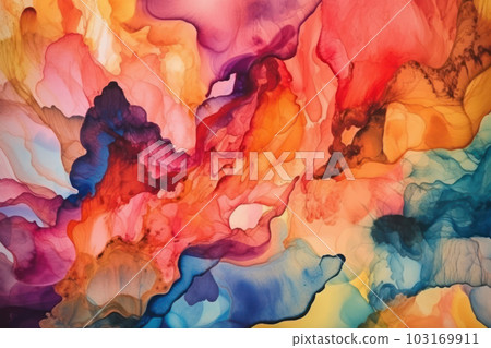 Colorful acrylic painting with a beautiful mix of hues and shades. The canvas features bold brushstrokes and a vivid color palette, creating a stunning artwork. This painting is AI Generative. Colorful acrylic painting with a beautiful mix of hues and shades. The canvas features bold brushstrokes and a vivid color palette, creating a stunning artwork. This painting is AI Generative. 103169911