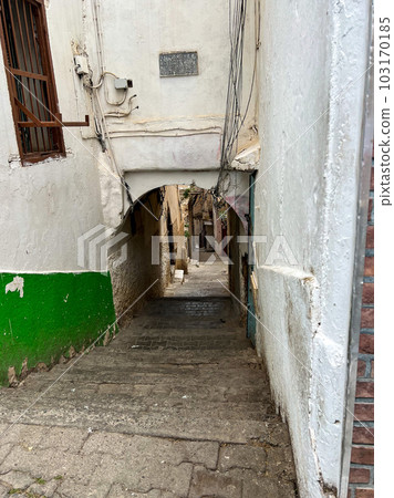 Narrow streets of old city, Casbah of Algiers. High quality photo Narrow streets of old city, Casbah of Algiers. High quality photo 103170185