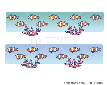 海葵魚和珊瑚手繪線條插圖集 海葵魚和珊瑚手繪線條插圖集 103170809