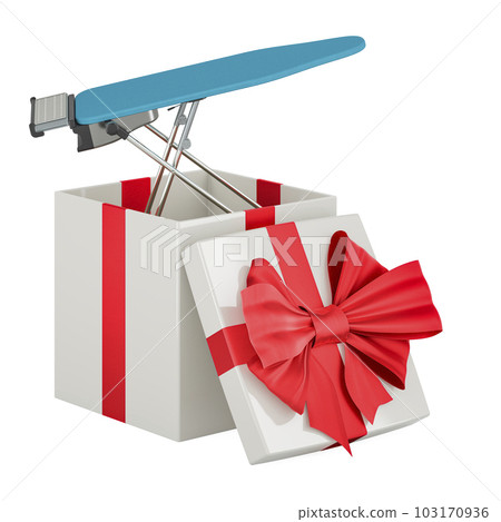 Ironing Board inside gift box, 3D rendering Ironing Board inside gift box, 3D rendering 103170936