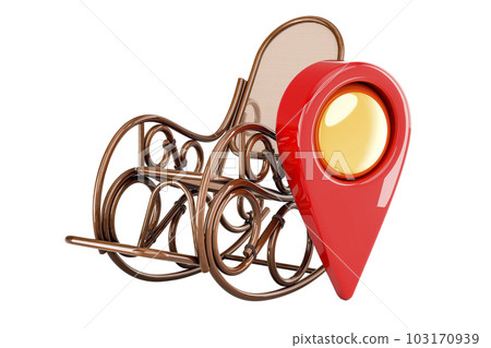Rocking chair with map pointer, 3D rendering Rocking chair with map pointer, 3D rendering 103170939