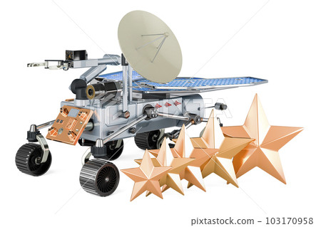 Planetary rover with five golden stars, 3D rendering 103170958