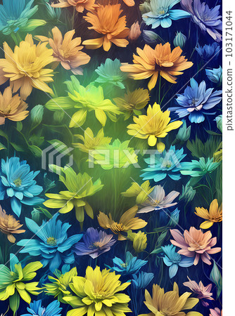 Floral abstract with deep shadows duotone. 103171044