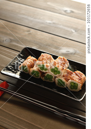 Green beans wrapped in meat Green beans wrapped in meat 103172656