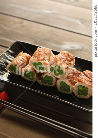 Green beans wrapped in meat Green beans wrapped in meat 103172660