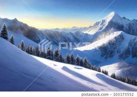 <<AI圖像>>雪山滑雪場圖像 103173552