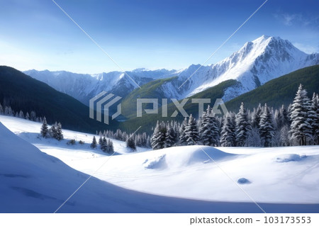 <<AI圖像>>雪山滑雪場圖像 103173553
