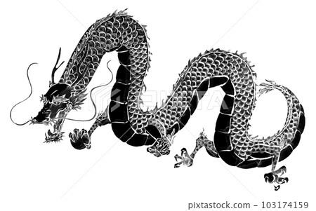 2024龍年賀年片黑龍水墨畫(龍龍龍龍) 2024龍年賀年片黑龍水墨畫(龍龍龍龍) 103174159