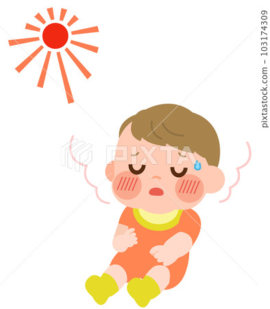 嬰兒有中暑症狀的插圖 嬰兒有中暑症狀的插圖 103174309
