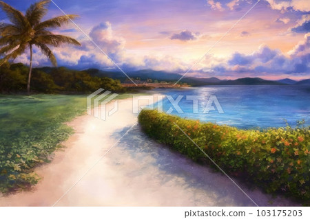 《AI影像》黃昏的海灘度假村 《AI影像》黃昏的海灘度假村 103175203