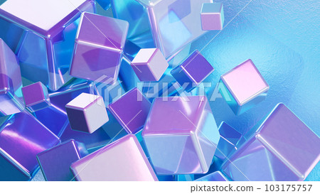Metallic cubes floating in neon color space, technology concept 3D rendering background Metallic cubes floating in neon color space, technology concept 3D rendering background 103175757