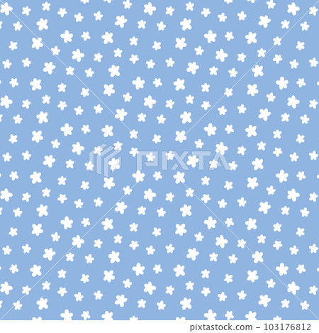Cute seamless pattern with small flowers. Vector illustration. Kids minimalist print with daisies. Flat style. Spring pattern with blooming flowers. 103176812