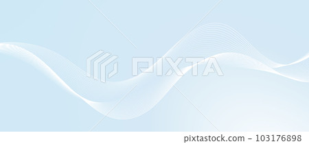 Undulate smooth wave lines design. Abstract flowing curved stripes template. White fluid shape on light teal blue background. Sea water, wind or air concept. Vector wallpaper Undulate smooth wave lines design. Abstract flowing curved stripes template. White fluid shape on light teal blue background. Sea water, wind or air concept. Vector wallpaper 103176898