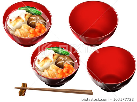 Ozoni 2 種不同的菜餚日本餐具漆器 103177728