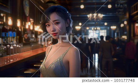 在歌舞俱樂部、休息室、俱樂部和女孩酒吧工作的理髮店工作人員（生成 AI） 103177748