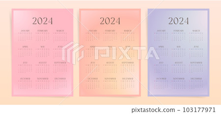 2024 Fashion Gradient, Calendar Set Printable Starts From Sunday 103177971