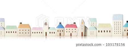 具有彩色微型房屋的城市景觀背景紋理 103178156