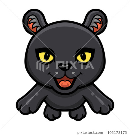 Cute little black panther cartoon jumping Cute little black panther cartoon jumping 103178173