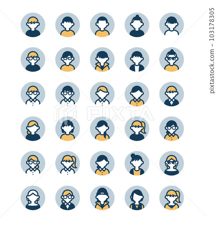 Vector icon assortment set of various people 103178305