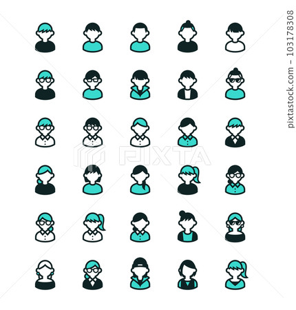 Vector icon assortment set of various people 103178308