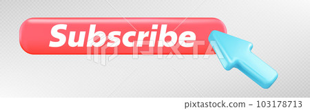 Red subscribe button vector icon with arrow click Red subscribe button vector icon with arrow click 103178713