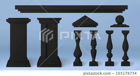 Realistic 3D set of antique architecture elements 103178734
