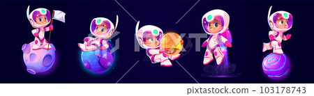 Kid astronaut spaceman cute cartoon character 103178743