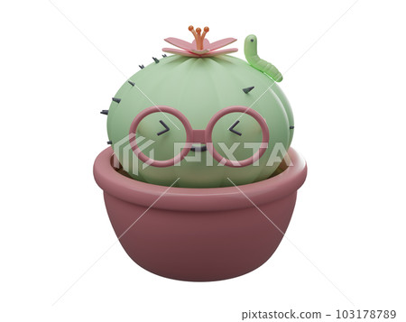 Cactus in a pot, 3D cartoon 103178789