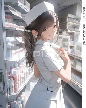 穿白大褂的女護士天使動漫插圖（AI 生成的圖像） 103178819