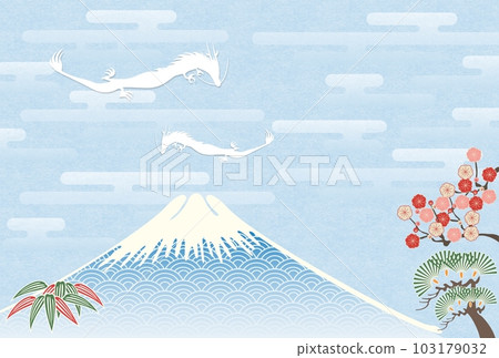 新年賀卡2024白龍富士背景 新年賀卡2024白龍富士背景 103179032