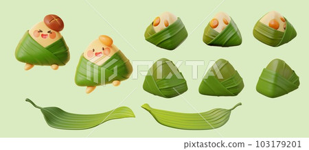 3D Cartoon rice dumpling set 3D Cartoon rice dumpling set 103179201