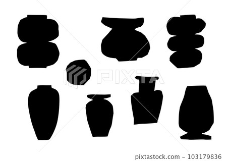 Matisse vase set, abstract cut out shape of vase isolated graphic elements. Modern ceramic in vector 103179836
