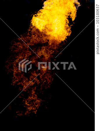 Bonfire energy that burns from gas isolated on black isolated background - Beautiful. 103180637