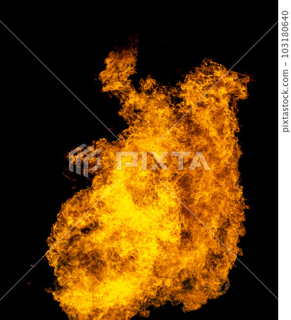 Bonfire energy that burns from gas isolated on black isolated background - Beautiful. 103180640