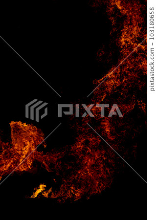 Bonfire energy that burns from gas isolated on black isolated background - Beautiful. 103180658